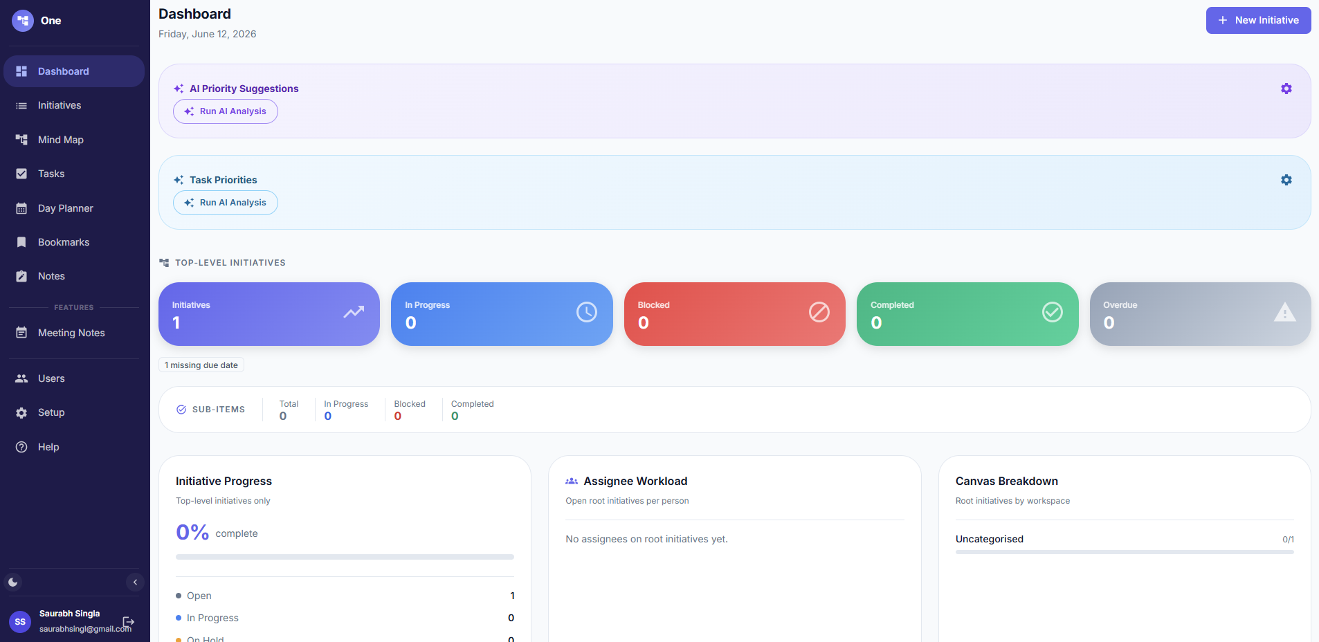 One — Dashboard